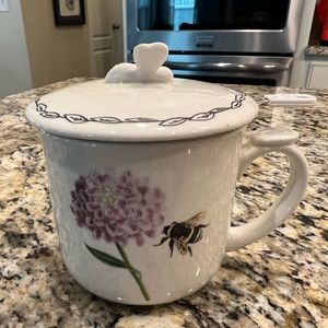 3 pc Bumble Bee Cup Lid & Tea Strainer NWOT